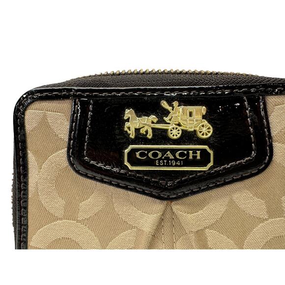 Coach Vintage Snap Horse Buggy Logo Small Card Wallet Monogram Lilac Leather - Picture 2 of 6